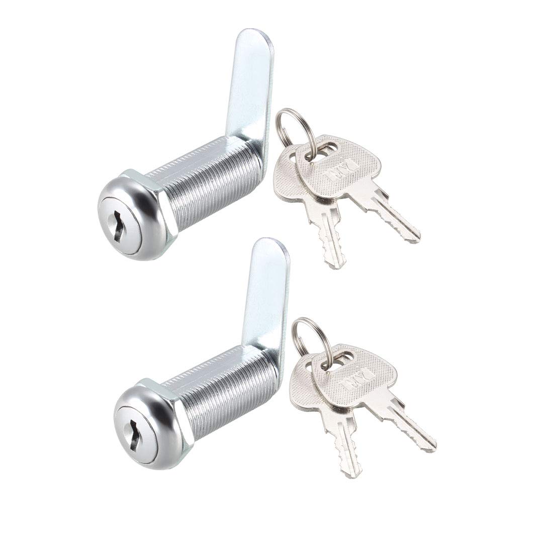 sourcing map Cam Lock 1-1/2" Cylinder Long Cabinet Locks with No.3 Cam, Fits for 1-3/8" Thickness Panel Keyed Different 2Pcs