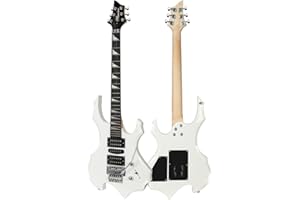 Bullstar Electric Guitar Kit, Burning Fire Design 36-inch Beginner Guitar with Naturally Air-dried Solid Wood Body, 6 Extra String, Picks, Gig Bag, Shoulder Strap, Digital tuner, Cable (white)