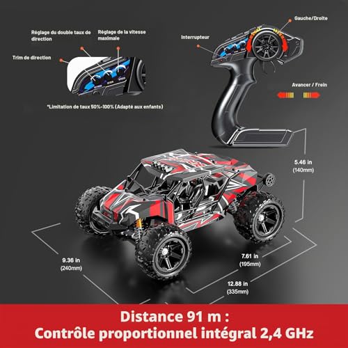 Womaqu Brushless Adult Remote Control Car 1:14, RC Car 4x4 68 km/h with Roll Cage and Reinforced Chassis, 2 LiPo 2S Batteries, Double Tyre Set, Radio Controlled Car Compatible 3S