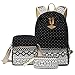 abshoo Canvas Dot Backpack Cute Lightweight Teen Girls Backpacks School Shoulder Bags (Black)