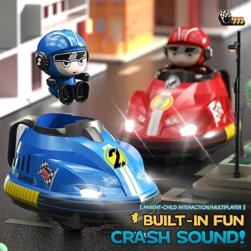 Beauenty 2 Pack Remote Control Battle Bumper Car for Toddlers, Radio Control Toys Music Catapult Robot Popping Up Family Interaction RC Battle Game for 6+Kids