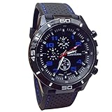 YANG-YI Military Watches Sport Wristwatch Silicone Fashion Hours Quartz Watch Men (Blue)