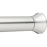 Amazon Basics Tension Curtain Rod, Adjustable 36-54" Width - Nickel, Classic Finial