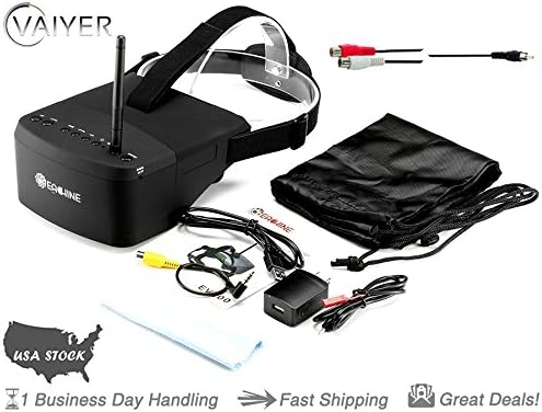 Eachine EV800 5 Inches 800x480 FPV Goggles 5.8G 40CH Raceband Auto-Searching Build In Battery w/ RCA Phono Audio Interconnect Y Splitter Adapter 1 Male - 2 Female by Vaiyer