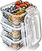 Glass Meal Prep Containers 3 Compartment - Bento Box Containers Glass Food Storage Containers with Lids - Food Containers Food Prep Containers Glass Storage Containers with lids Lunch Containers 3pk