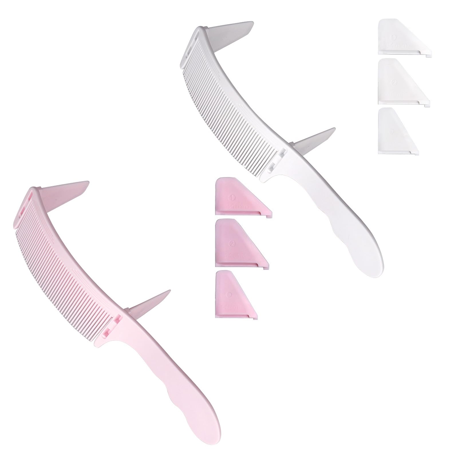 Acpetdr Haircut Positioning Comb Curved Flat Top Clipper Professional Barber Clipper Hair Cutting Tool S Shaped Styling Tool For Men 2PCS(White, Pink)