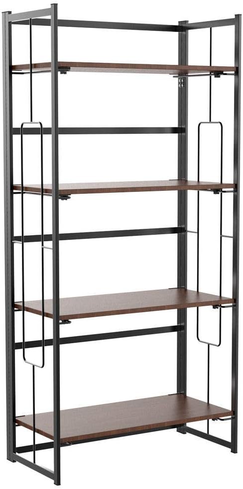 Amazon Com Heize Best Price Black 4 Tier Folding Ladder Bookshelf