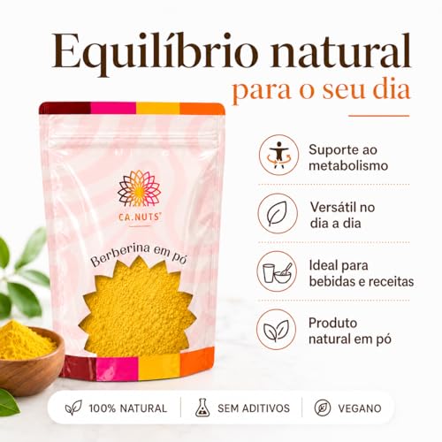 Berberina em Pó Pura Berberis Vulgaris HCL Alta Concentrado | Suplemento Natural Premium (100g)