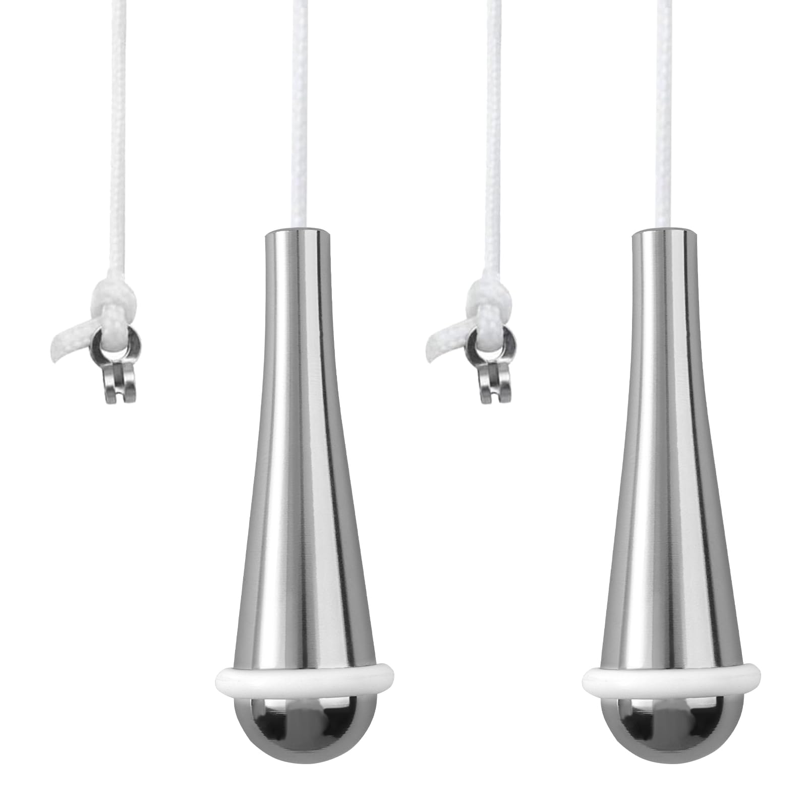 2 Pack Bathroom Light-Pull Cord Handle Teardrop Chrome Pull String Light Switch End Weight Extension Replacement with 150cm Nylon White Cord Connector for Bathroom Blind Toilet Ceiling Lights Fan