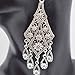 Vintage Antique Inspired Filigree Chandelier Dangle Earrings-Statement Earrings for Women (Silver)