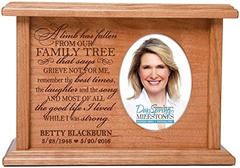 LifeSong Milestones Custom Memorial Cremation Urn Box for Human Ashes Holds 2x3 Photo Engraved Urn and Picture Frame for Loss of Loved One Holds 64 cu in A Limb has Fallen Bereavement Gift