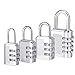 4 Pack Combination Padlocks by DigHealth(TM), Weatherproof, Keyless and Multiple Size, 3 or 4 Digit Code Locks, Resettable Number Password Locks for Gym & School Lockers, Travel Luggage Suitcases