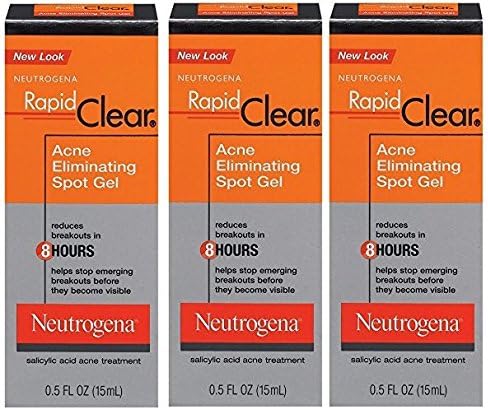 Neutrogena Rapid Clear Acne Eliminating Spot Gel, 0.5 Fl Oz (Pack of 3) + FREE Schick Slim Twin ST for Dry Skin