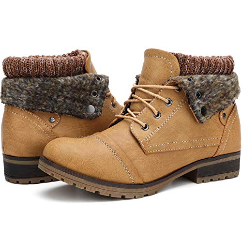 Moda-Chics-Womens-Combat-Style-Lace-up-Ankle-Booties-with-Fur