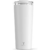 Meoky 24 oz Travel Coffee Mug with Leak-proof Lid, Stainless Steel Insulated Coffee Tumbler, Keeps Hot for 8 Hours or Cold for 24 Hours, Fits in Car Cup Holder (Ivory)