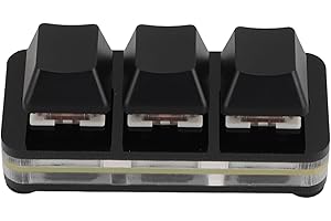 Yoidesu 3 Key Mini USB Programmable Macro Keyboard, Sayo Device Mechanical Keypad with RGB Backlight & Red Switch, Type C Wir