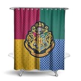 Robe Factory Harry Potter Hogwarts Shower Curtain Houses Bathroom Decor with Hook Rings