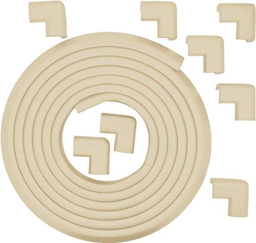 Leewin Baby Safety Protectors &amp; Furniture Bumpers Thick Anti-Collision Cushion Set 15ft Edge and 8 TAPED Corner Guards (White-1)