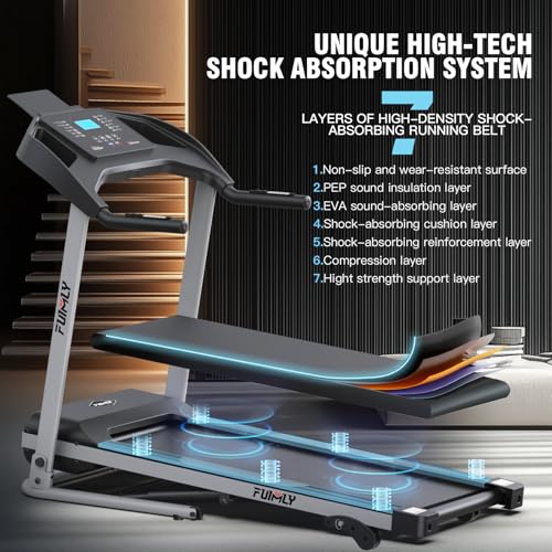 Treadmill with Incline, FUNMILY 3.5HP Heavy Duty Folding Treadmill for Home, 350 lb Capacity Walking Running Machine with Smart Fitness Tracking, 12 Preset Programs, LCD Display, 2 Control Methods
