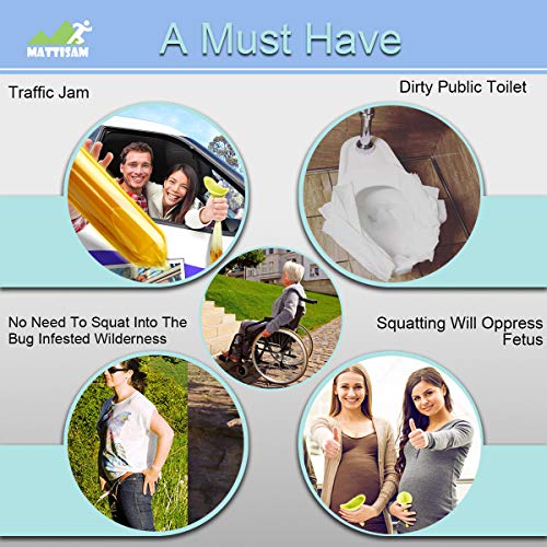 MattiSam Portable Female Urination Device, Discreet Reusable Urinal Funnel | Free Carrying Case, Disposable Urine Bags | Lets You Pee Standing Up, Leakproof, Ideal for Camping, Outdoor, Pregnant Women