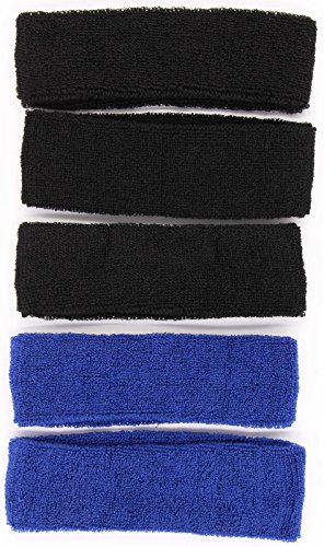 image for LeBeila Sweat Headbands For Men – 5PK Sweatbands Cotton Headwrap For
