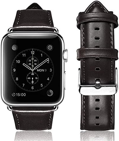 For Apple Watch Band, Yearscase 42MM Retro Vintage Genuine Leather iWatch Strap Replacement for Apple Watch Series 3 Series 2 Series 1 Nike+ Hermes&amp;Edition - Coffee