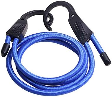 Edobil Adjustable Bungee Cord, 59-Inch Shock Rope with Wide Opening Hooks, for Cars, Camping, RVs, Trunks, Luggage Racks Clothes Hanger(Blue)