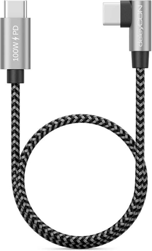 0,30m USB-C Kabel 100W 90° gewinkelt USB-C auf USB-C