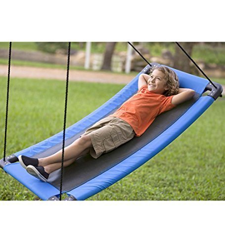 HearthSong Skycurve Large Platform Rope Tree Swing Multiple Kids Weatherproof Easy Installation 60" Lx32'W Holds 400 Lbs Active Toy Backyard Toys