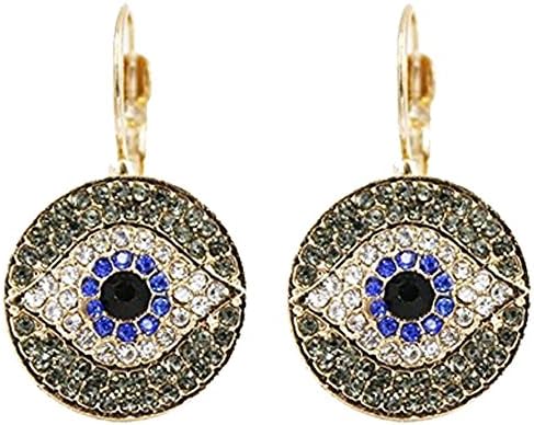 Hand Made Murano Glitter Blue Evil Eye Round Hook Earrings