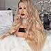 DLME 180 Density Glueless Wavy Wig 24Inch Synthetic Ombre Honey Blonde Lace Front Wigs for Women Heat Resistant (24)