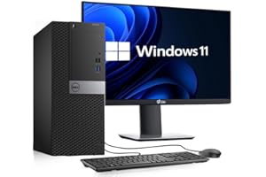 Dell Tower Desktop Computer with 24 Inch Monitor – Intel Core i5 6th Gen, 16GB RAM, 256GB SSD, Wi-Fi, Windows 11 Pro, Keyboar