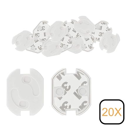 Keroos Kindersicherung für Steckdosen mit Drehmechanik, Steckdosenschutz Steckdosensicherung Baby Kleinkinder 3M Klebepads (1