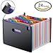 Accordion Folder 24 Pockets, Casaon A4 Expanding File Folders, High Capacity Multicolour Stand Portable Alphabetical File Organizer , Filing Folders for Business/Office/Study/ Paperwork/Tax