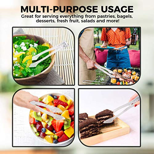 [12 Pack] Plastic Serving Tongs, 8.5 Inch Heavy Duty Disposable Utility Tongs (Clear) - Thumbnail 5