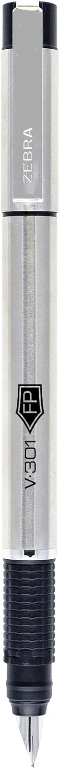 Amazon Com Zebra V 301 Stainless Steel Fountain Pen With Bonus Refill Fine Point 0 7mm Black Ink 1 Count Office Products
