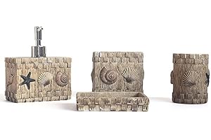 Home Luxe Luxury 4-Piece Bath Accessories Set | Premium Resin, Ceramic-Look | Soap Dispenser, Toothbrush Holder, Tumbler, Soa