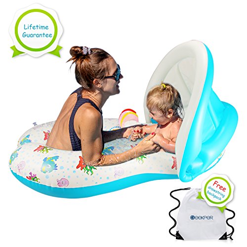 Buy Geekper Baby Pool Float Baby Swim Float Pool Toy with Mommy Swim Ring Removable Canopy