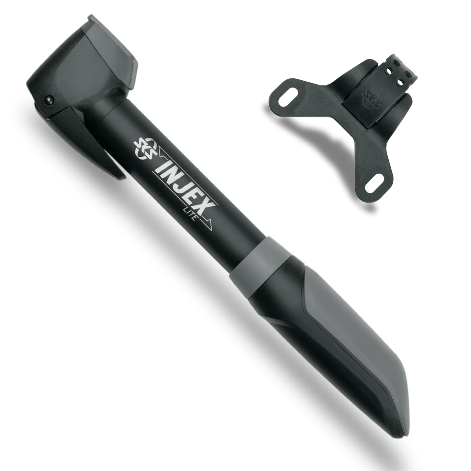 SKS GERMANY INJEX LITE mini pump (air pump for all valve types, valve clamp lever, ergonomic handle, incl. pump holder, max. pressure: 5 bar/73 PSI)