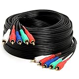 Cmple - 5-RCA Male to 5RCA Male RGB Component Audio Video Cable for HDTV - Gold Plated RCA to RCA - 50 Feet, Black