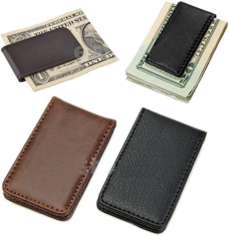 New Leather Magnetic Slim Pocket Money Clip Holder Hot Sale (Black)