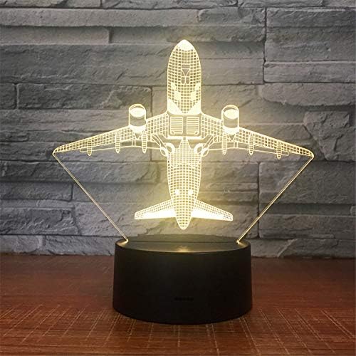 USB Powered Aircraft 3D Glow Remote Control Optical Illusion Night Light 7 Colors Table Desk Beside Lamps LED Lamp Art Sculpture Lights Portable Sleeping Light