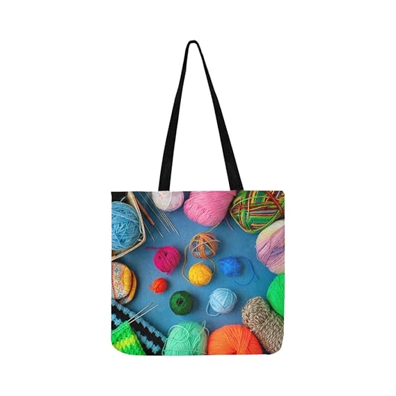 Bunte Wolle Garn Ball Canvas Tote Handtasche Schultertasche Crossbody Taschen Geldbörsen für Männer und Frauen Einkaufstasche