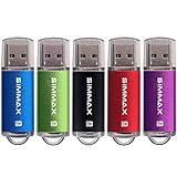 SIMMAX 5Pcs 8GB USB Flash Drive USB 2.0 Flash Drive Memory Stick Fold Storage Thumb Stick Pen(Five Mixed Colors: Black Blue Green Purple Red)(Mix Color1)