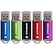 SIMMAX 5Pcs 8GB USB Flash Drive USB 2.0 Flash Drive Memory Stick Fold Storage Thumb Stick Pen(Five Mixed Colors: Black Blue Green Purple Red)(Mix Color1)