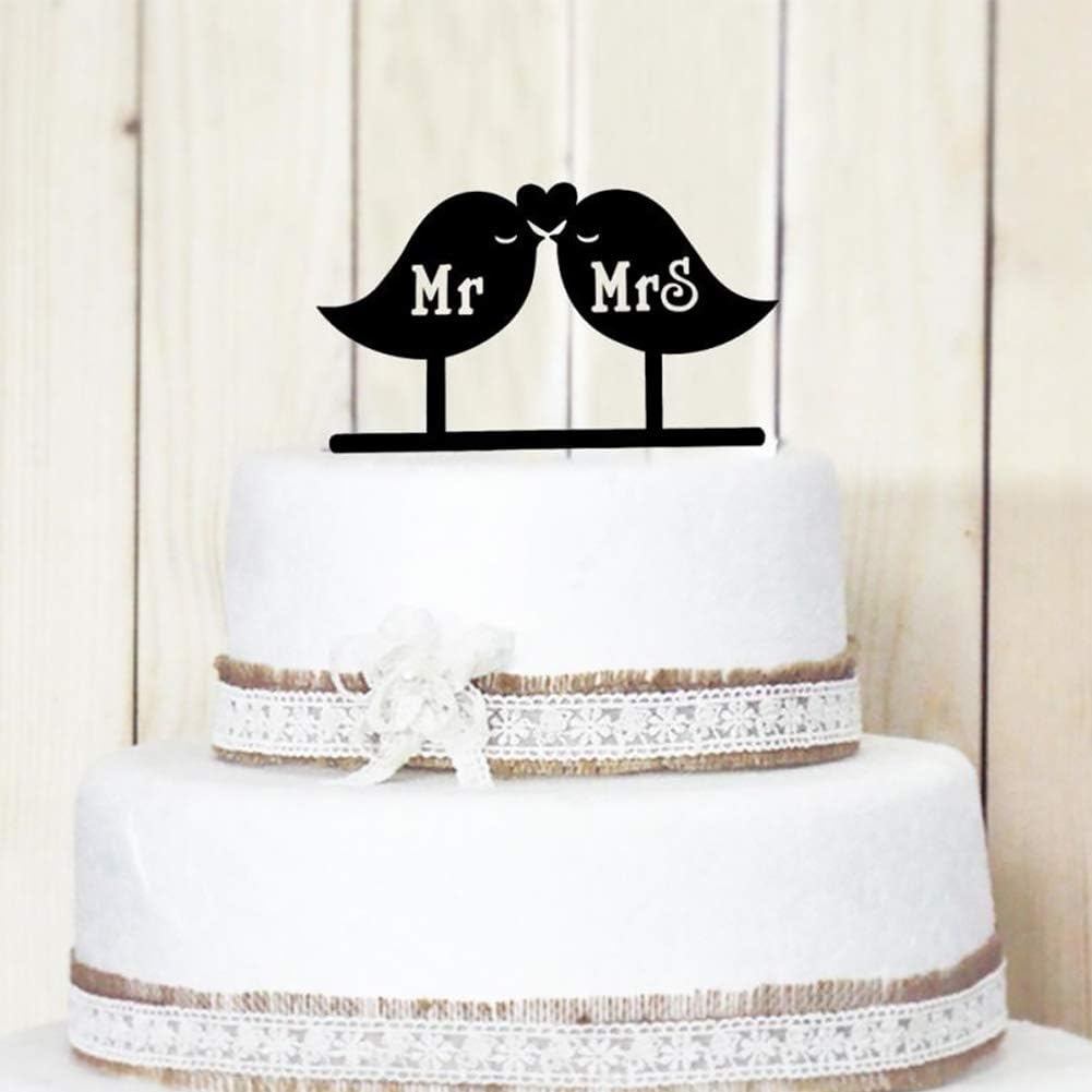 Ruiting Gateau Topper Gateaux Topper Mr Mrs Oiseaux Cake Topper Pour Decoration De Gateaux De Mariage Saint Valentin Decorations Cuisine Maison Centroarco Com