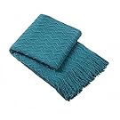 Bourina Throw Blanket Textured Solid Soft Sofa Couch Decorative Knitted Blanket, 50" x 60",Teal