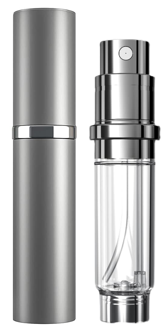 Travelofo Mini Perfume Bottles, Refillable Spray, 5ml Leak-Proof Atomiser for Travel, Luxury Gift for Men & Women (Grey)