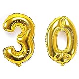 B-G 40 Inch Gold Number Balloons ( Number 30 ) Huge Mylar Foil Balloon for 30th Birthday Anniversary Party Decoration BA030