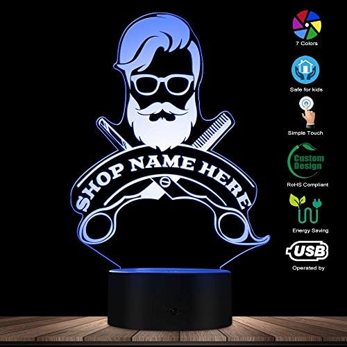 WANQINGW Barbershop Hair Hairdresser Haircut Business Beard Salon Man LED Night Lamp Custom Barber Shop Name Acrylic LED Edge Light Logo [Energy Class A++]